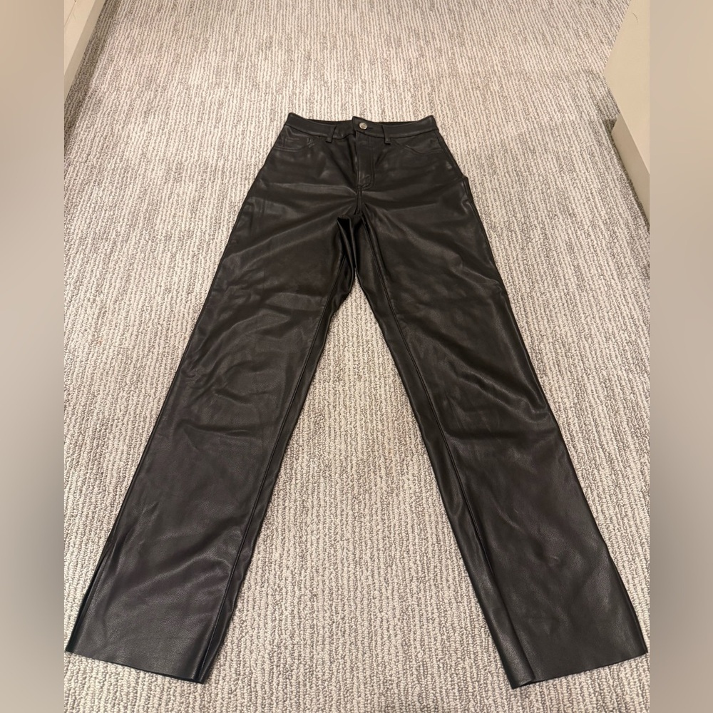 Express Black leather Straight Leg Women Jeans
